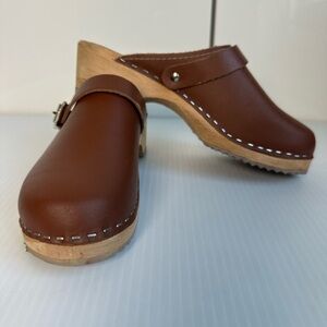 Mia Alma Leather Clog Size 36 Made in Sweden Scandi Scandinavian Granola Boho
